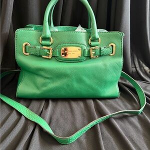 Michael Kors Green Satchel with Gold Accents